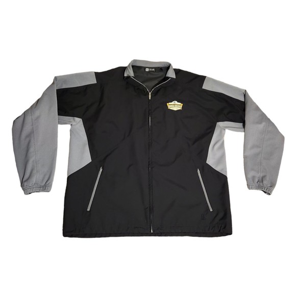 Windbreaker Jacket w/ Green Bay Packer Shareholder Patch Black Gray Mens XXL - Picture 1 of 10